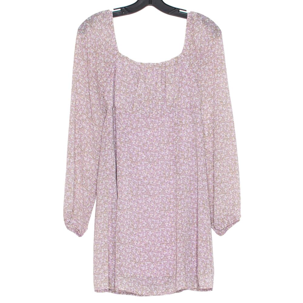 Mini Dress Floral Purple L Milkmaid Cottagecore Coquette Babydoll Fairy Prairie